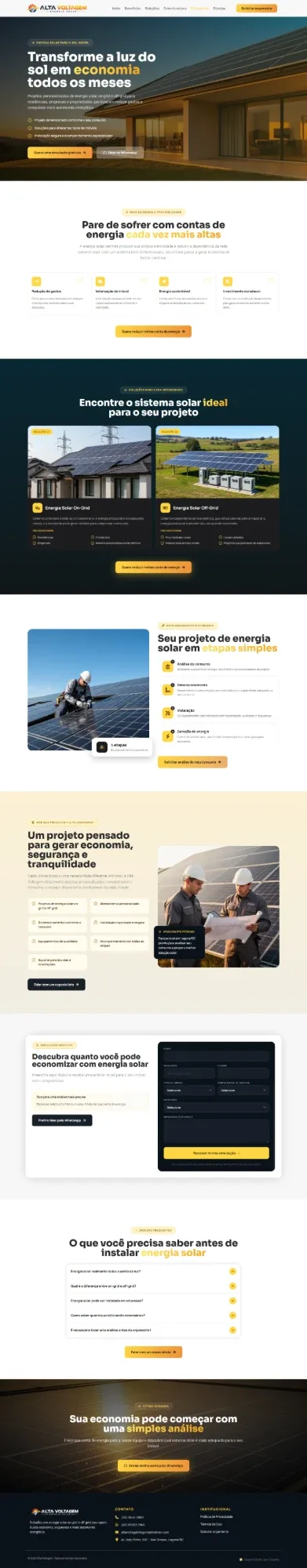 Alta Voltagem, site de energia solar feito pela mirasites