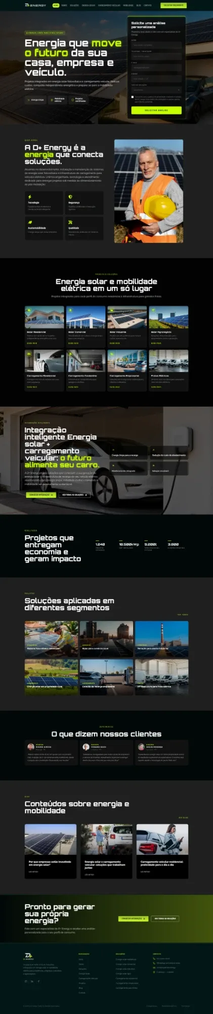 D+ Energy, site de energia e mobilidade feito pela mirasites